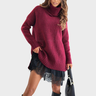 Bonnie - Oversized Strick- und Spitzenkleid-Set