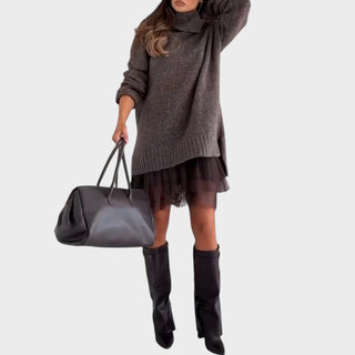 Bonnie - Oversized Strick- und Spitzenkleid-Set