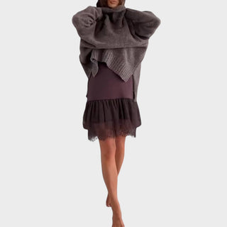 Bonnie - Oversized Strick- und Spitzenkleid-Set