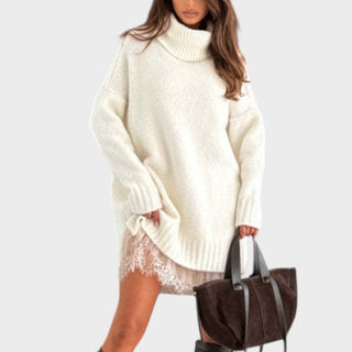 Bonnie - Oversized Strick- und Spitzenkleid-Set