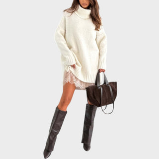 Bonnie - Oversized Strick- und Spitzenkleid-Set