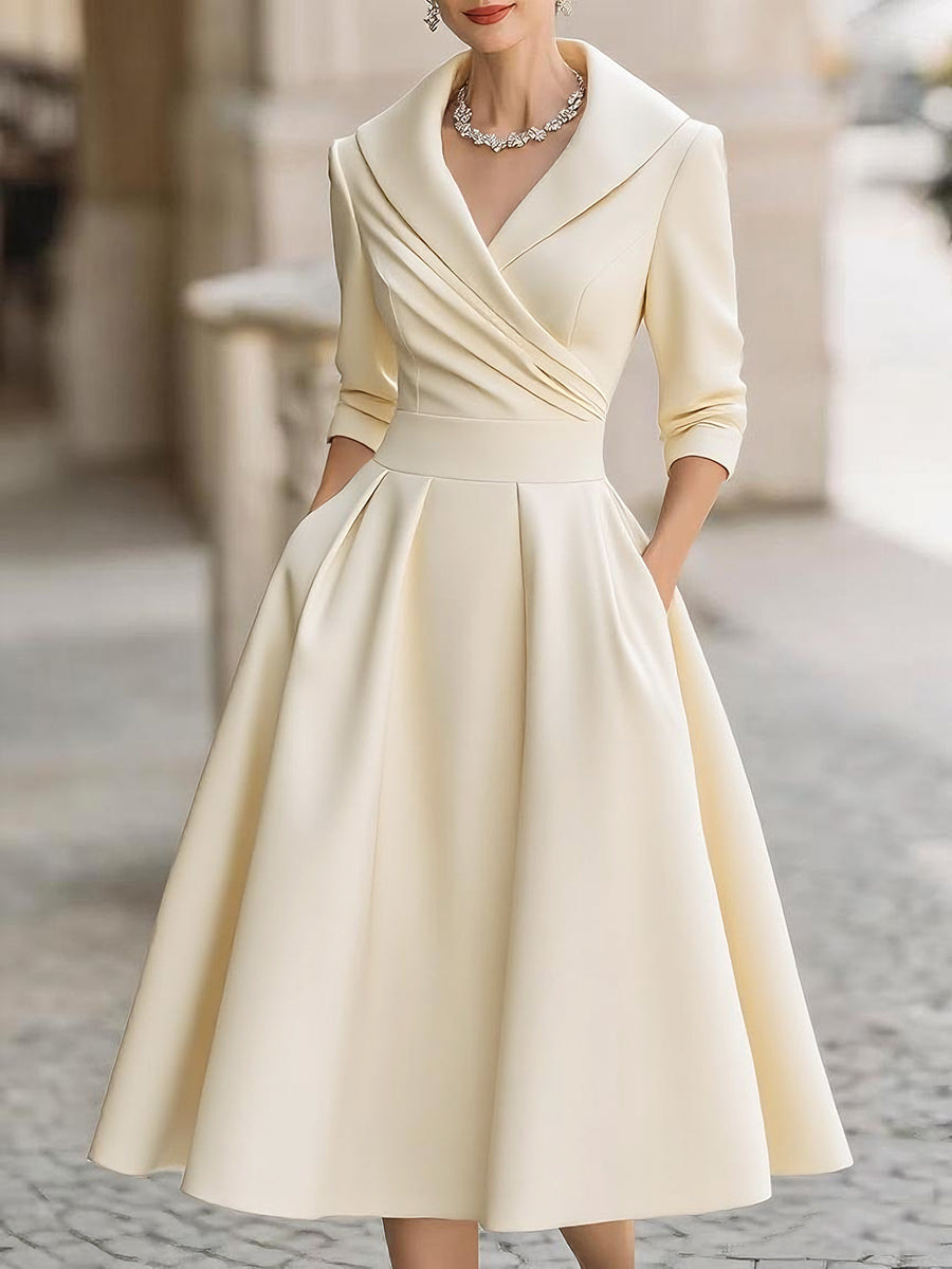 Dharmay | Elegantes Langarm-Midikleid
