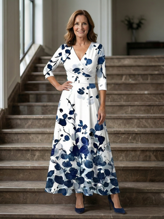 Celine | Midi-Kleid mit Kreuzwickel-Ausschnitt