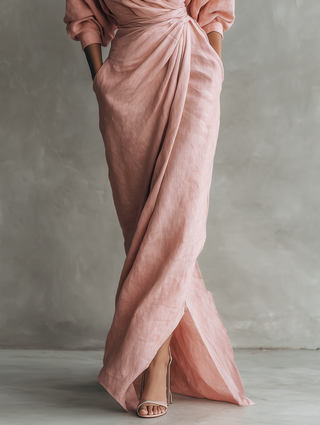 Nina | Minimalistisches Rosa Maxikleid