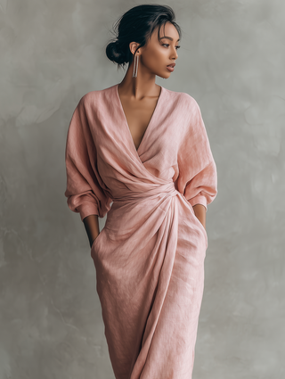 Nina | Minimalistisches Rosa Maxikleid