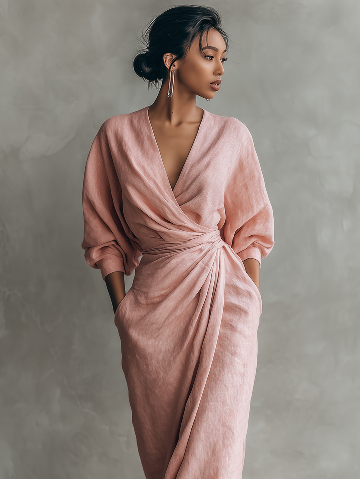 Nina | Minimalistisches Rosa Maxikleid