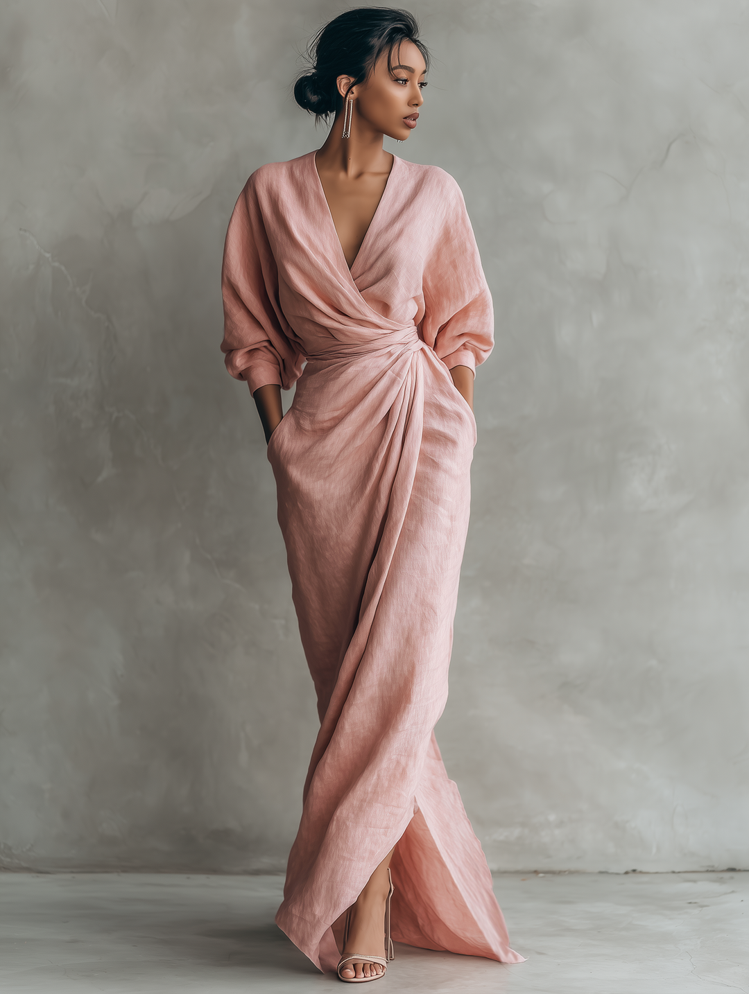 Nina | Minimalistisches Rosa Maxikleid