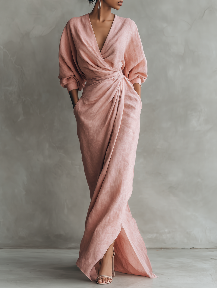Nina | Minimalistisches Rosa Maxikleid