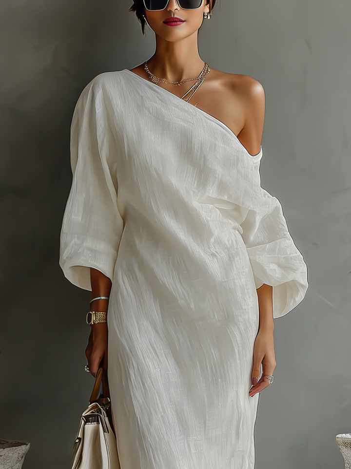 Elfenbein Kleid Schulterfrei
