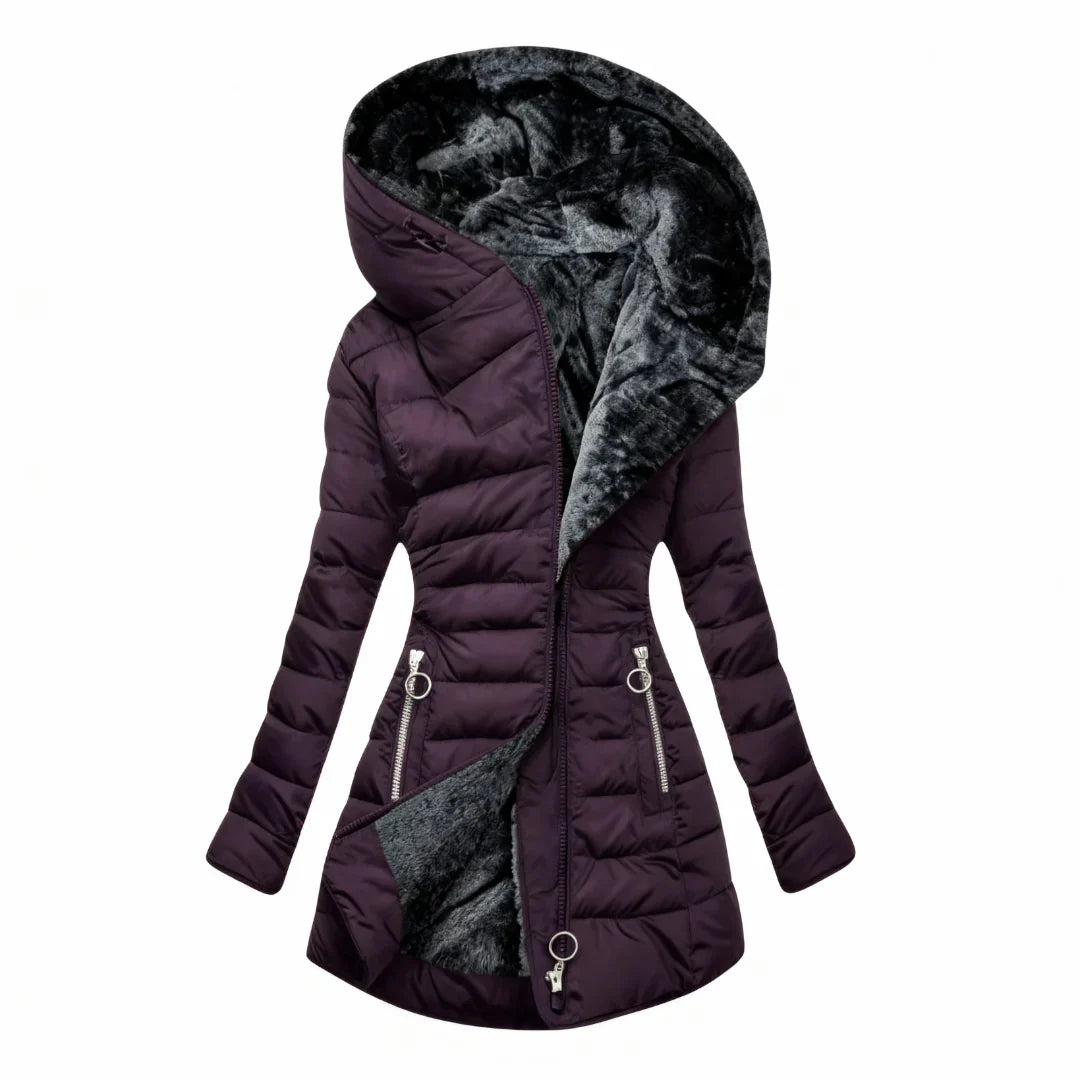 Marian | Slim-Fit Wintermantel mit Fellkapuze