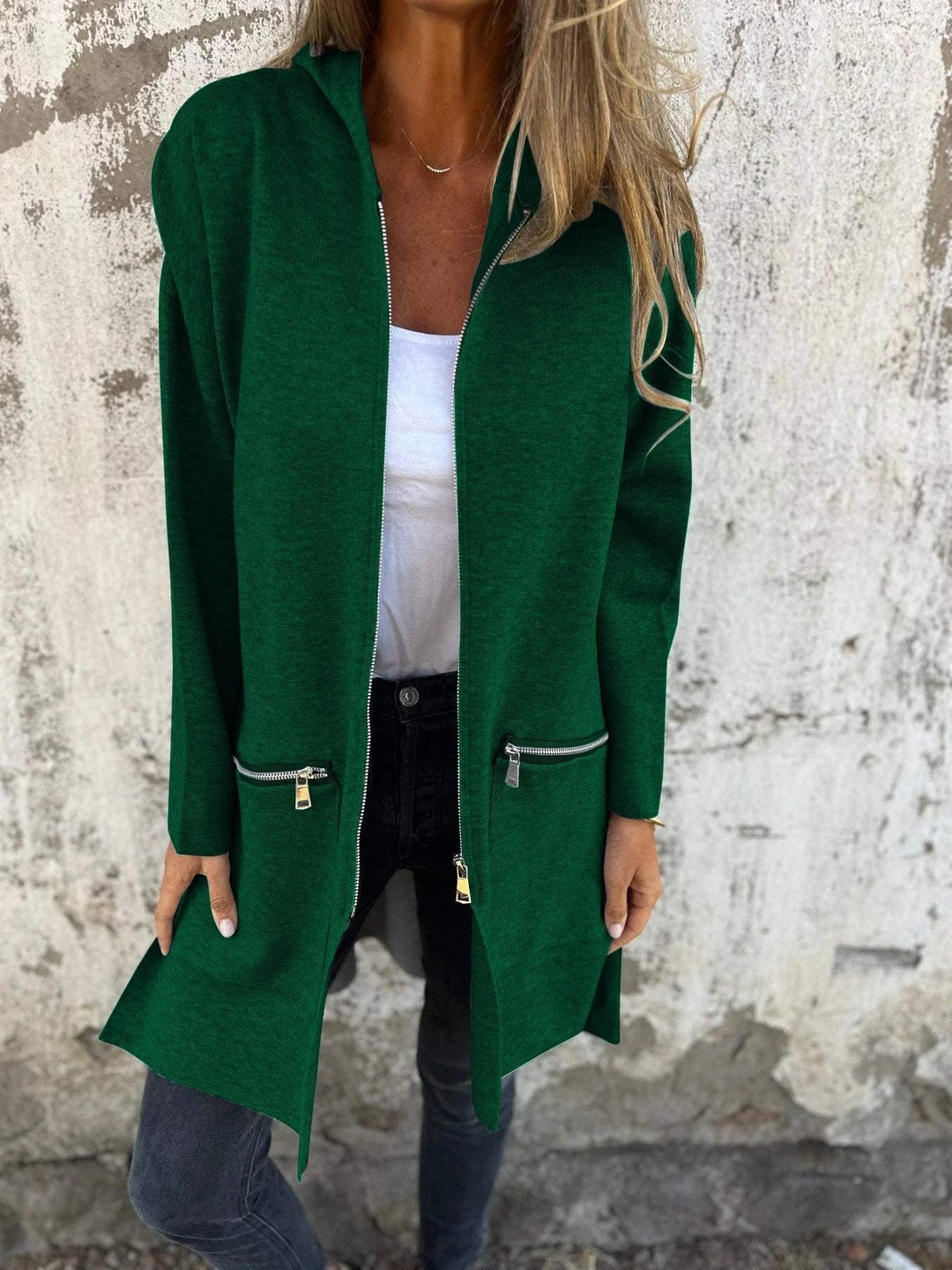 Lena | Langärmlige Strickjacke mit Reißverschluss