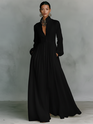 Zoey | Patchwork Maxikleid Stehkragen