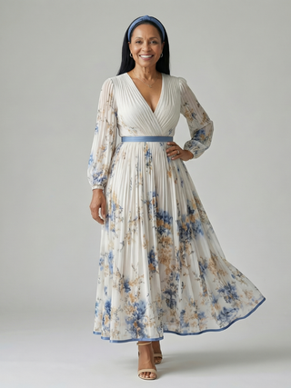 Rielle | Plissiertes Wickel-Midikleid