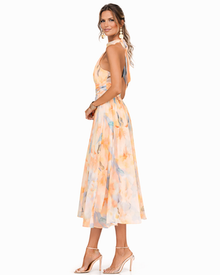 Aurora - Kleid mit Halterneck und Aquarelldruck