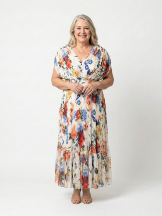 Savannah | Floral Plissierter Midi
