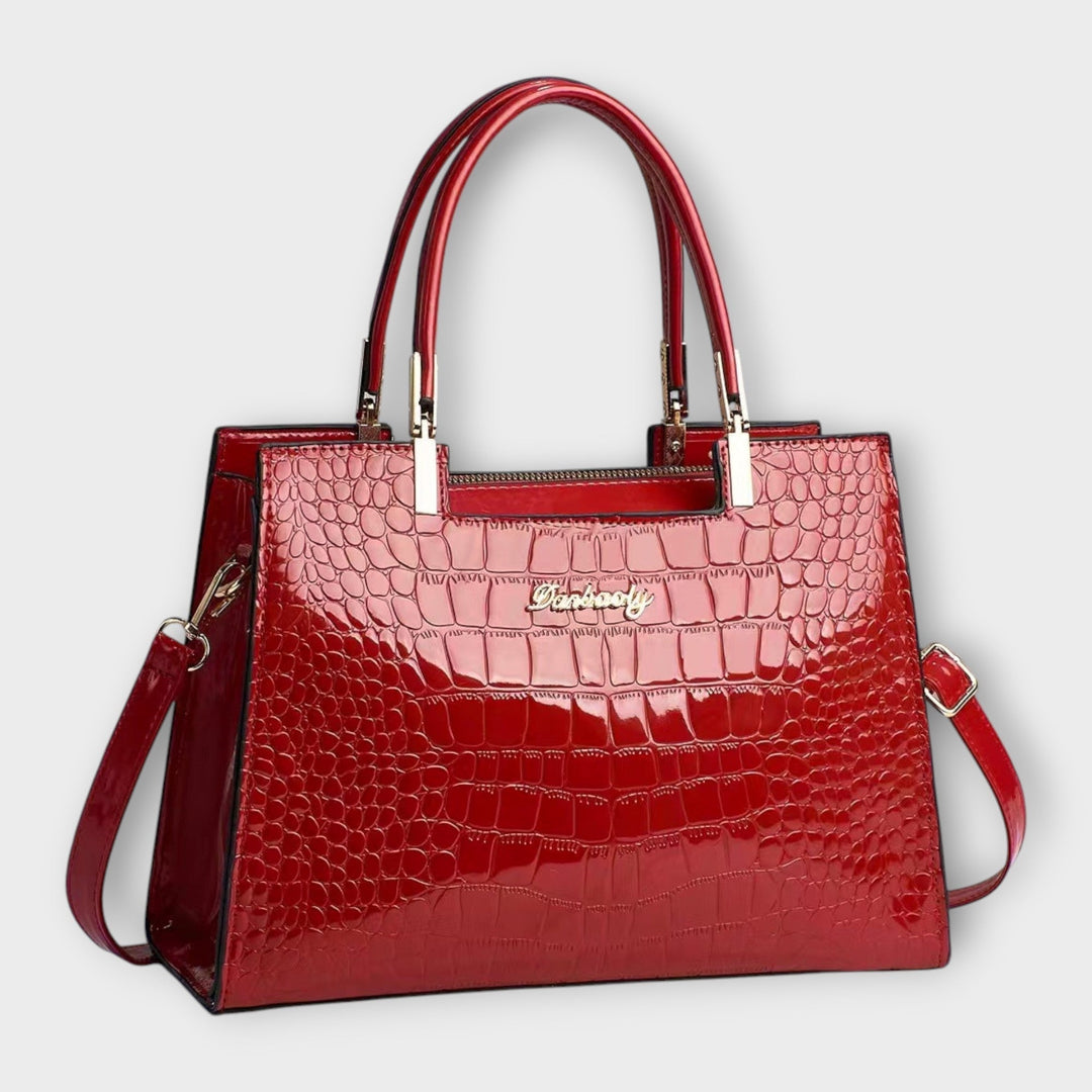 Olivia - Glänzende Krokodilprägung Handtasche