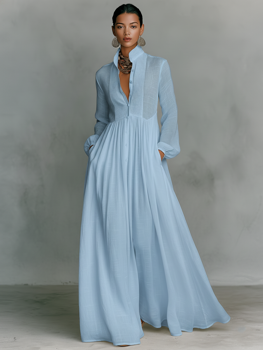 Zoey | Patchwork Maxikleid Stehkragen