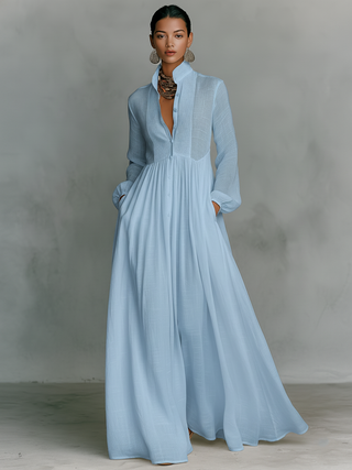 Zoey | Patchwork Maxikleid Stehkragen