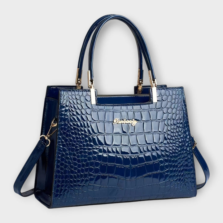 Olivia - Glänzende Krokodilprägung Handtasche