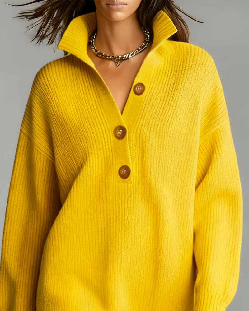 Labelle | Geknöpfter Strickpullover mit Stehkragen
