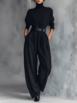 Mia - Poloshirt-Hals Gerade-Bein Jumpsuit