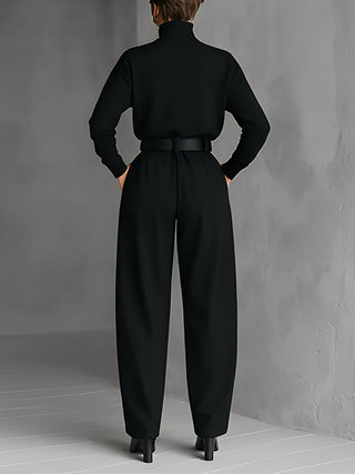 Mia - Poloshirt-Hals Gerade-Bein Jumpsuit