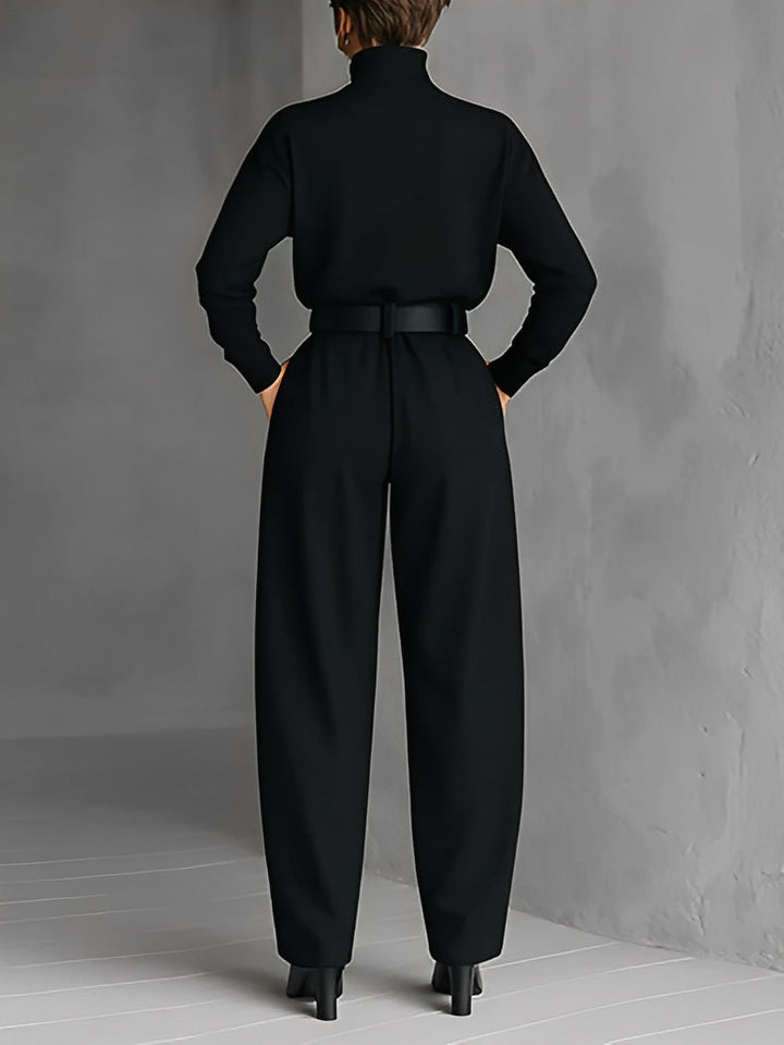 Mia - Poloshirt-Hals Gerade-Bein Jumpsuit