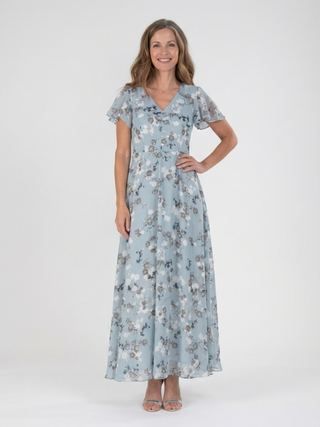 Ismeria | Florales Chiffon Maxikleid