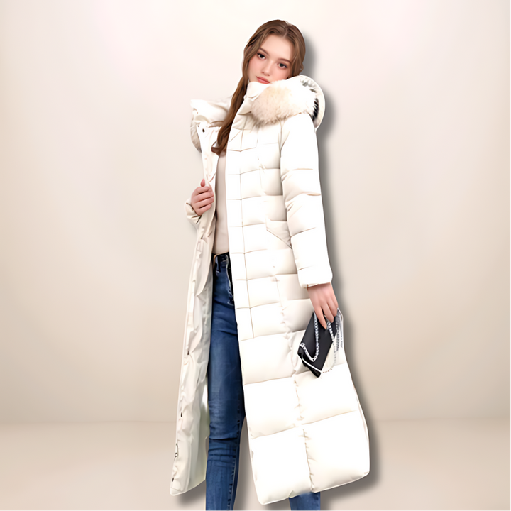 Deborah | Langer Warmer Wintermantel mit Fellkapuze