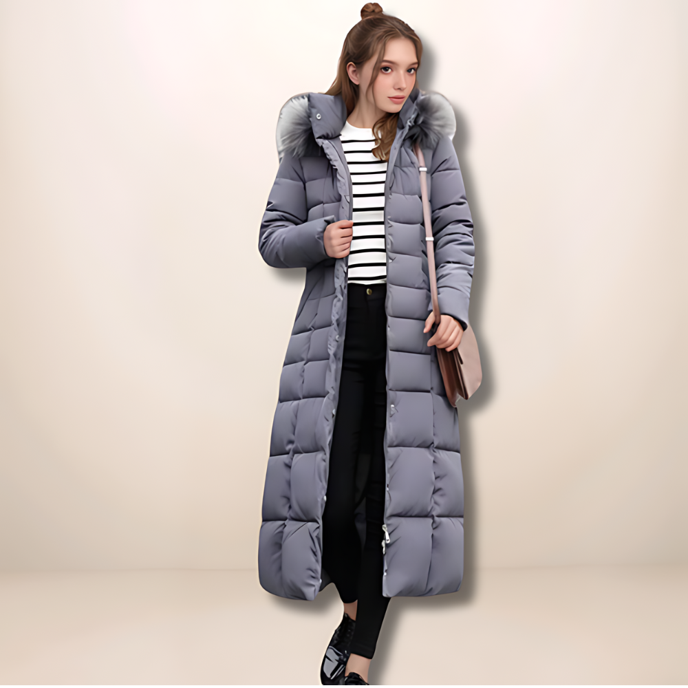 Deborah | Langer Warmer Wintermantel mit Fellkapuze