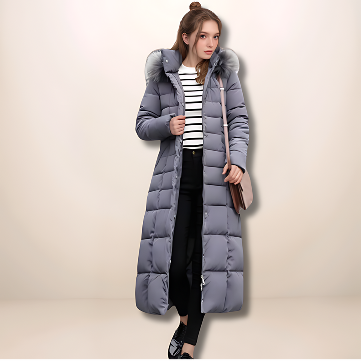Deborah | Langer Warmer Wintermantel mit Fellkapuze