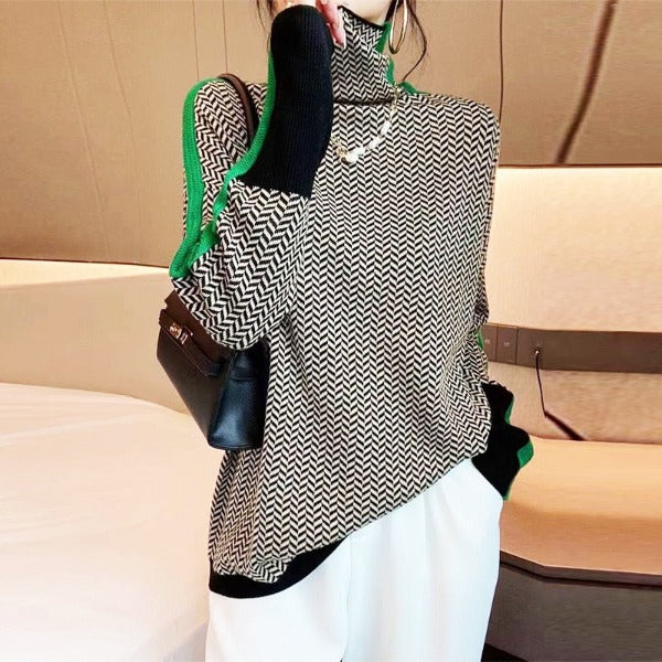 Lindemann Atelier | Malou - Rollkragenpullover mit Kontraststreifen
