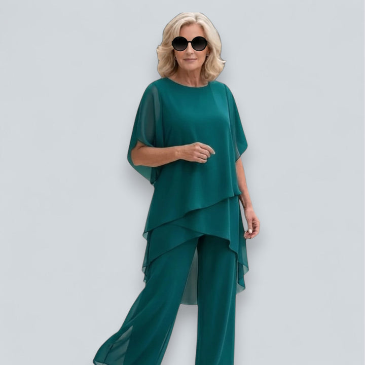 Saskia - Drapiertes Zweiteiliges Palazzo-Set