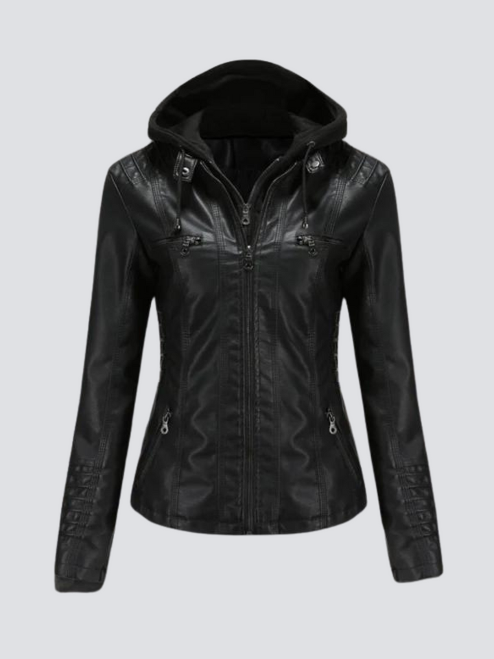 Coleen | Veganlederjacke mit Kapuze