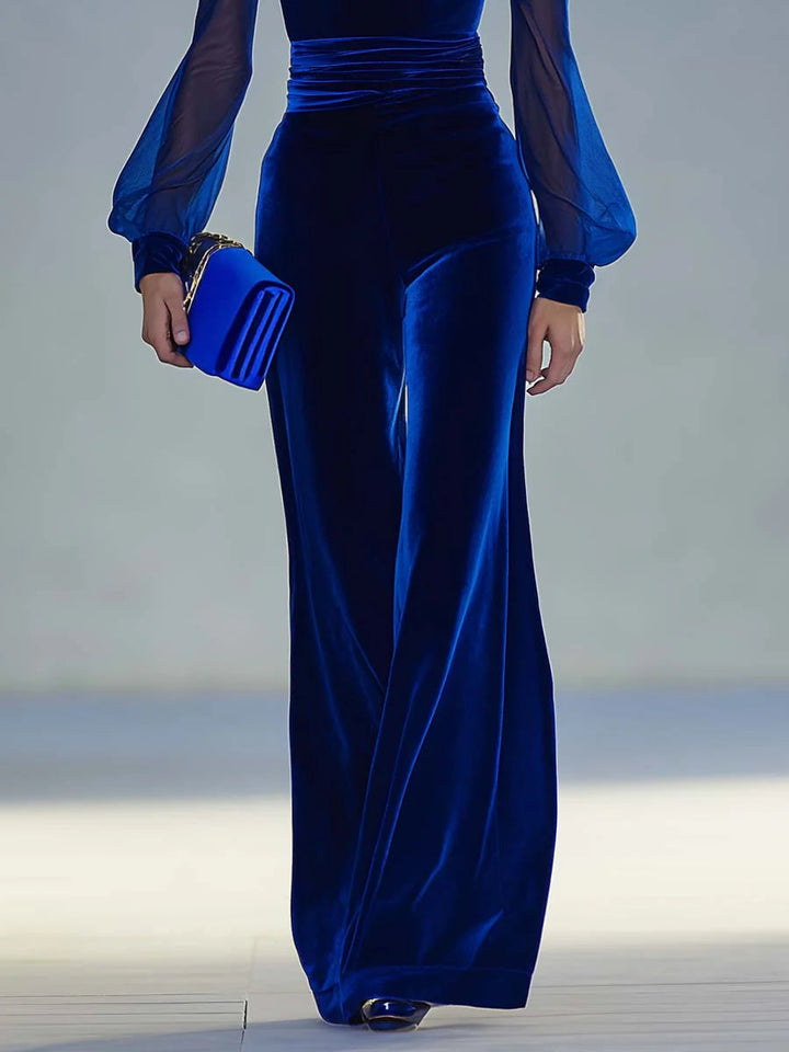 Sabrina - Samt-Jumpsuit mit transparenten Ärmeln
