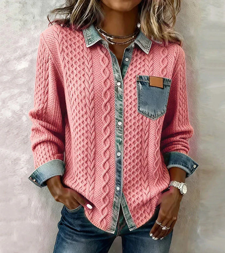 Riza | Strickjacke zum Knöpfen mit Zopfmuster