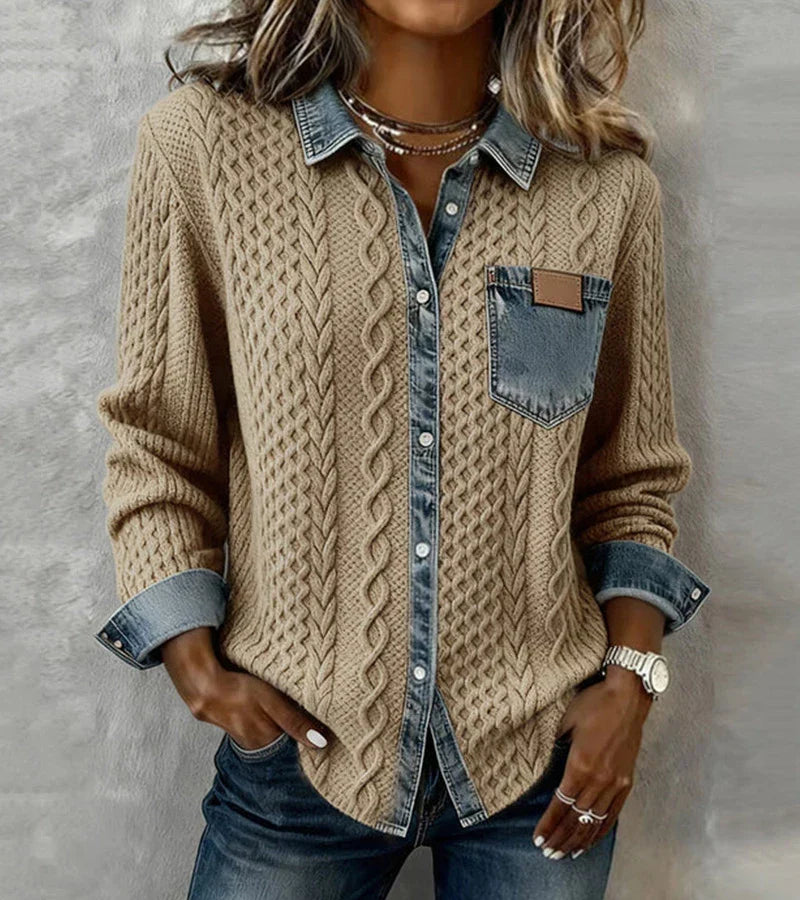 Riza | Strickjacke zum Knöpfen mit Zopfmuster