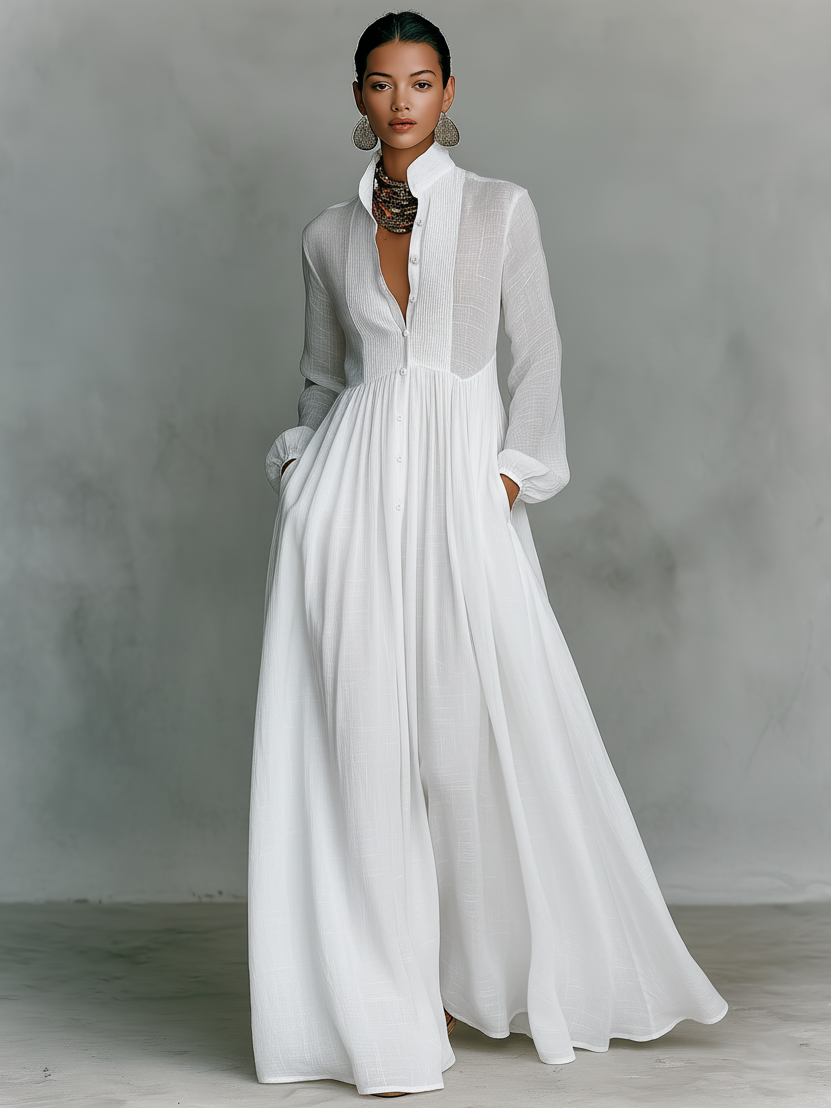 Zoey | Patchwork Maxikleid Stehkragen