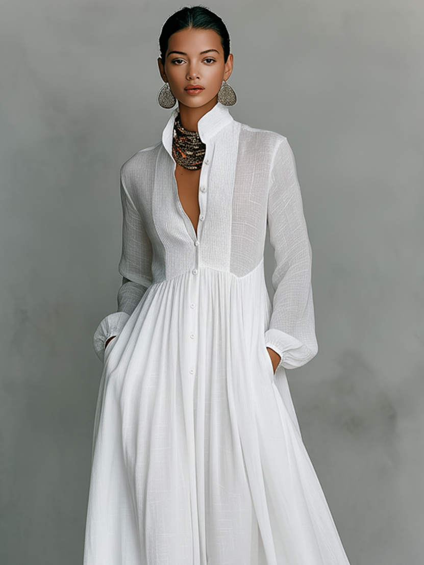 Zoey | Patchwork Maxikleid Stehkragen