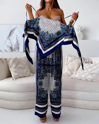 Helen | Urlaub bereit stilvolles Schnür-Top & Hose Zweiteiler Set Kleid