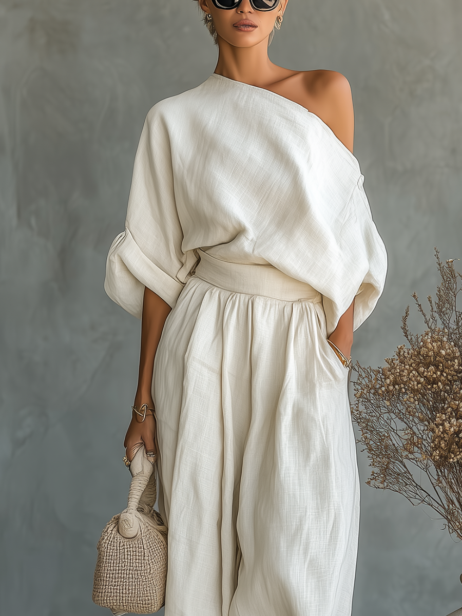 Ella | Weißes Set Off-Shoulder Hose