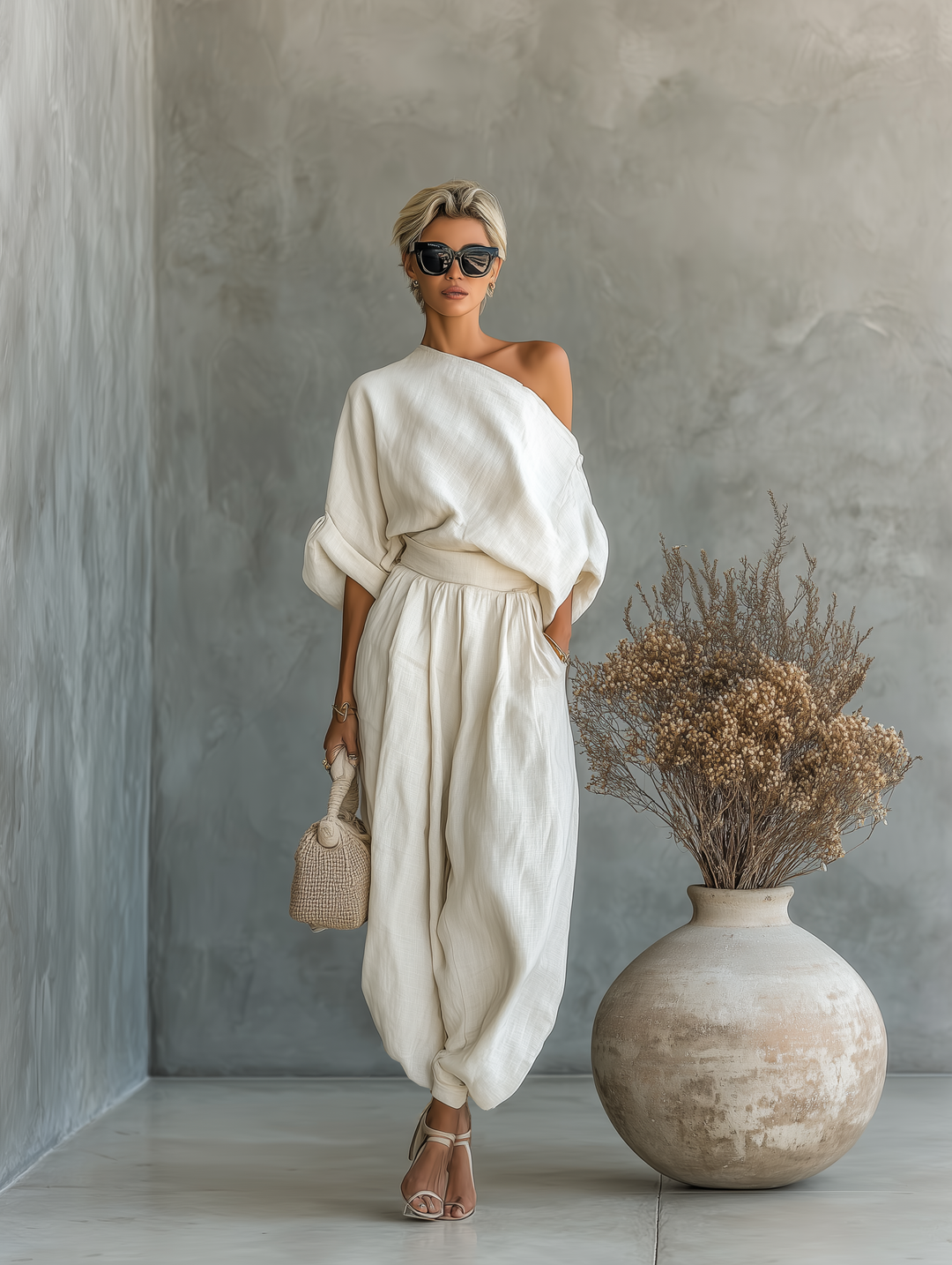 Ella | Weißes Set Off-Shoulder Hose