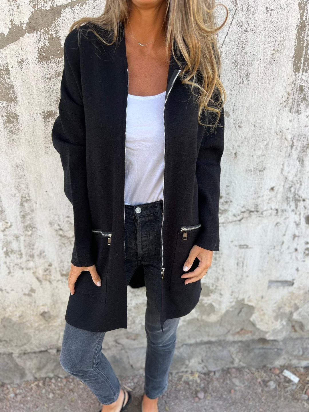 Lena | Langärmlige Strickjacke mit Reißverschluss