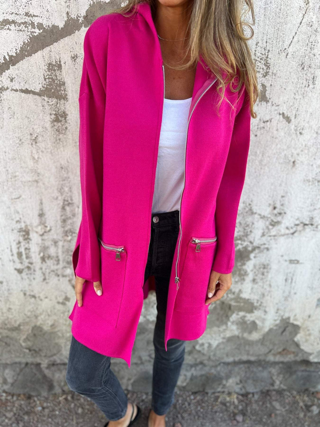 Lena | Langärmlige Strickjacke mit Reißverschluss