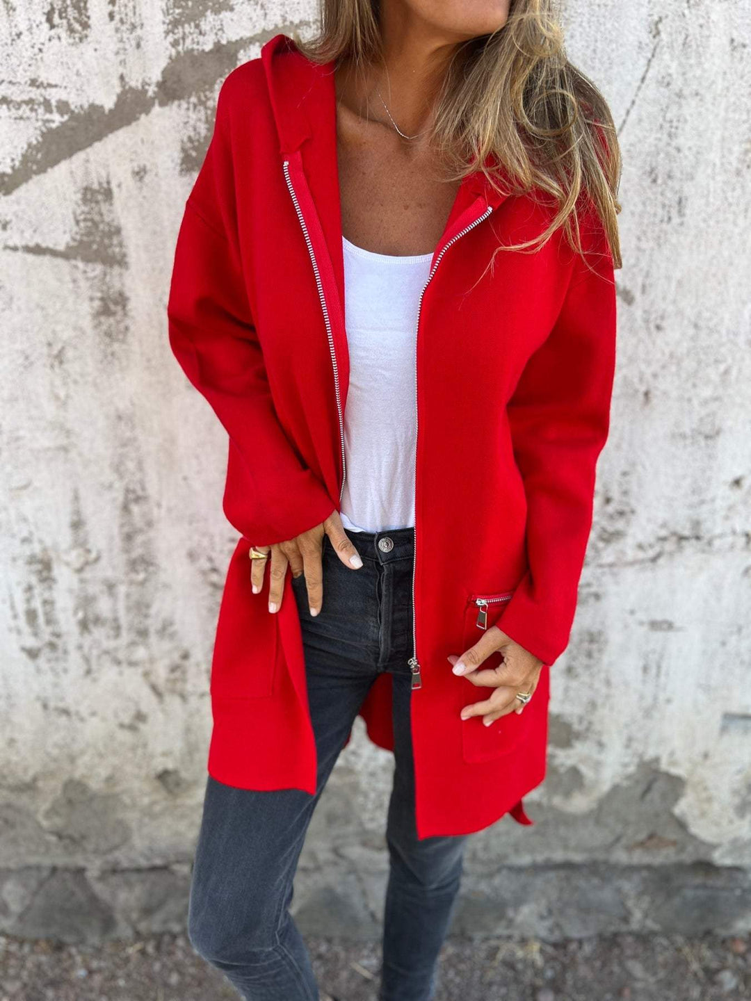 Lena | Langärmlige Strickjacke mit Reißverschluss