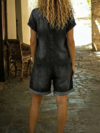 Lila - Lässiger Denim-Overall Shorts