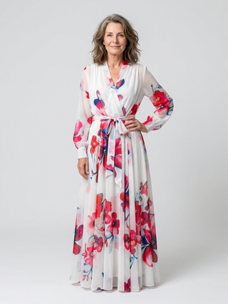 Lillian | Florales Maxikleid mit langen Ärmeln