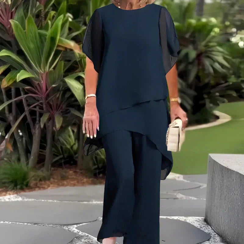 Saskia - Drapiertes Zweiteiliges Palazzo-Set