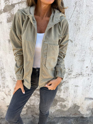 Lauren | Gerippte Kapuzenjacke mit Reißverschluss