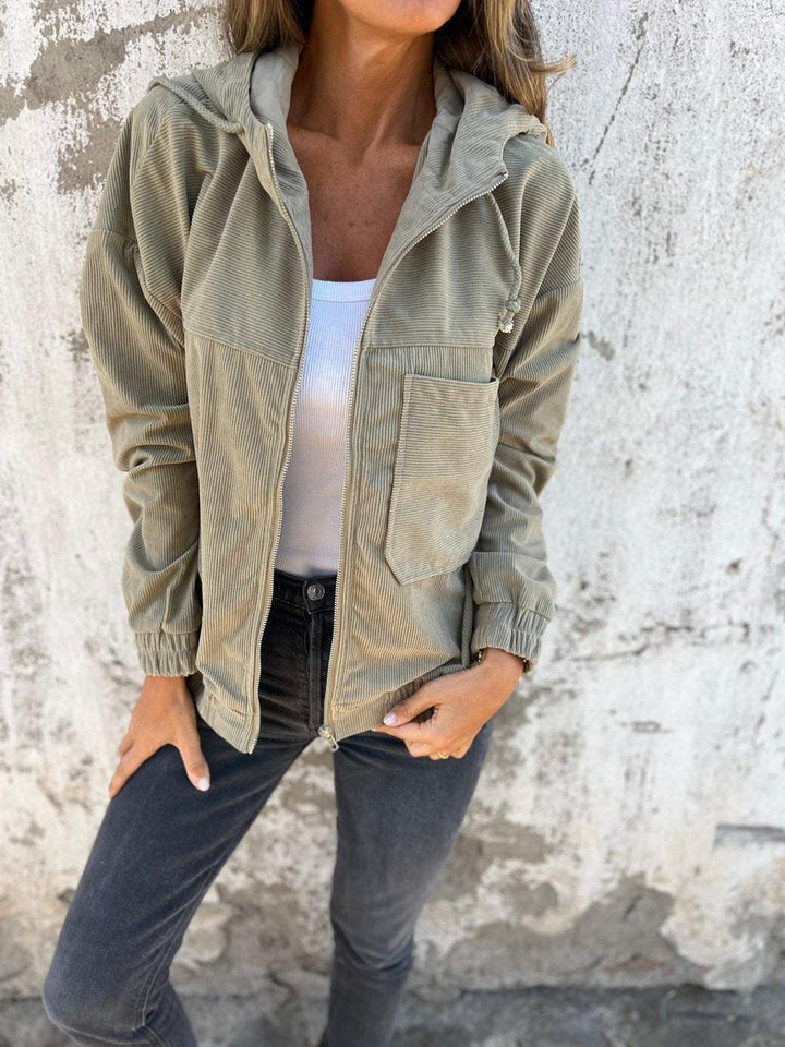 Lauren | Gerippte Kapuzenjacke mit Reißverschluss